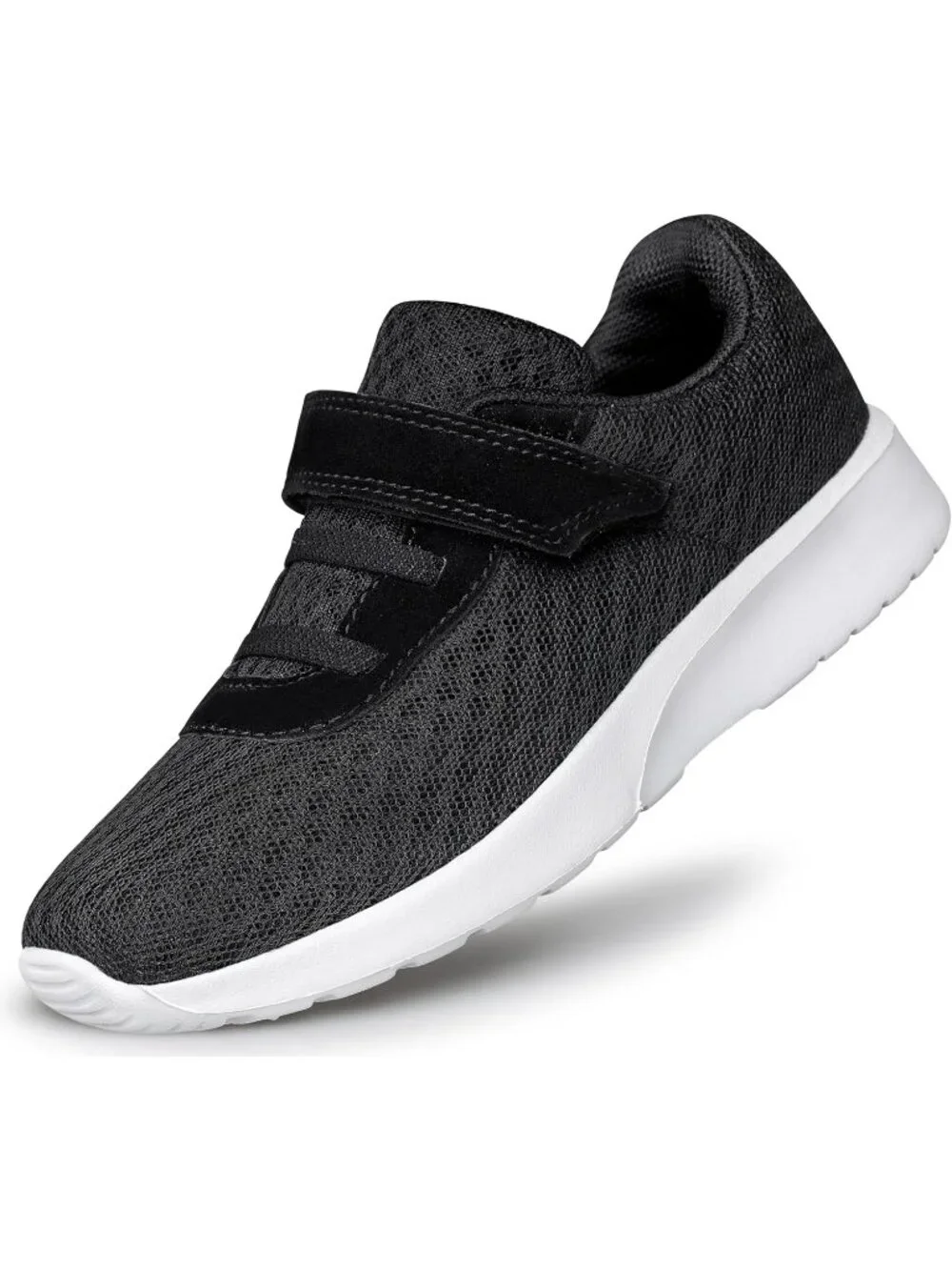 Kids Coal Black Mesh Shoes Toddler Boys Girls Running Sports Strap Sneakers